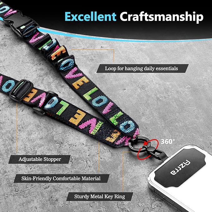 Azrra Adjustable Crossbody Phone Lanyard: Universal Crossbody Phone Strap Adjustable Cell Phone Lanyard for iPhone Samsung