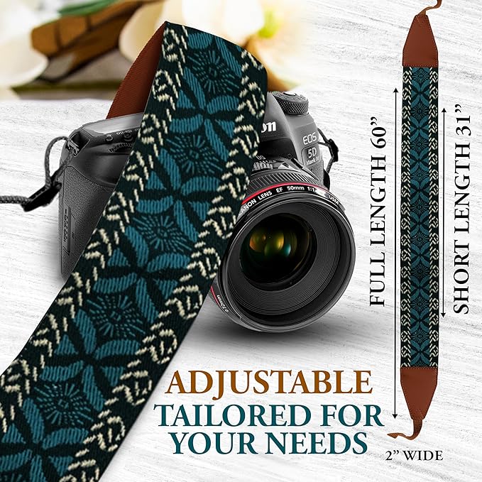 Art Tribute Camera Strap for All DSLR and Mirrorless Cameras. Add Your Name Or Initials Make It a Personalized Gift