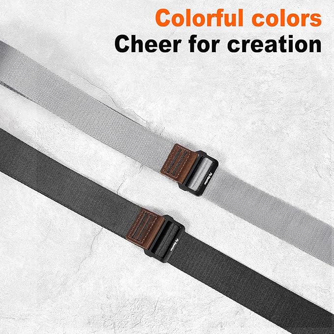Camera Strap for Photographers, Adjustable Nylon Camera Shoulder Strap Crossbody with Leather Trim, 39-63 Inch(black)