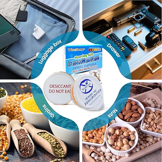 30 Gram 5 Packs Silica Gel Desiccant Canister, Orange to White Indicating Desiccants Capsules, Moisture Absorbers for Food Storage, Food Grade Desiccant Dehumidifiers