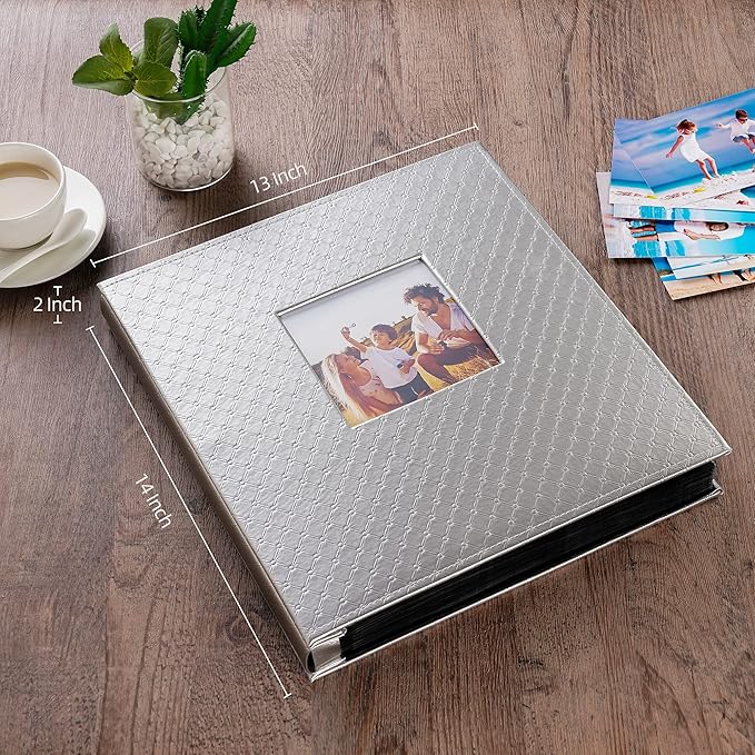 Mublalbum Leather Photo Album 4x6 600 Photos Large Capacity Picture Book with Horizontal and Vertical Pockets for Baby Wedding Anniversary and Family (Gray)