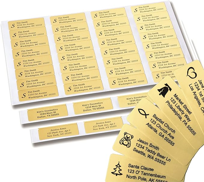 Return Address Labels - 500 Personalized Labels on Sheets (Gold)