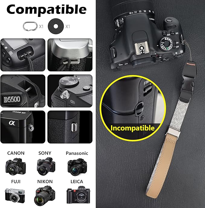 SUNYA Camera Wrist Strap with Quick Release Buckle. Sturdy Nylon Rope Hand Strap Compatible for DSLR or Mirrorless Camera