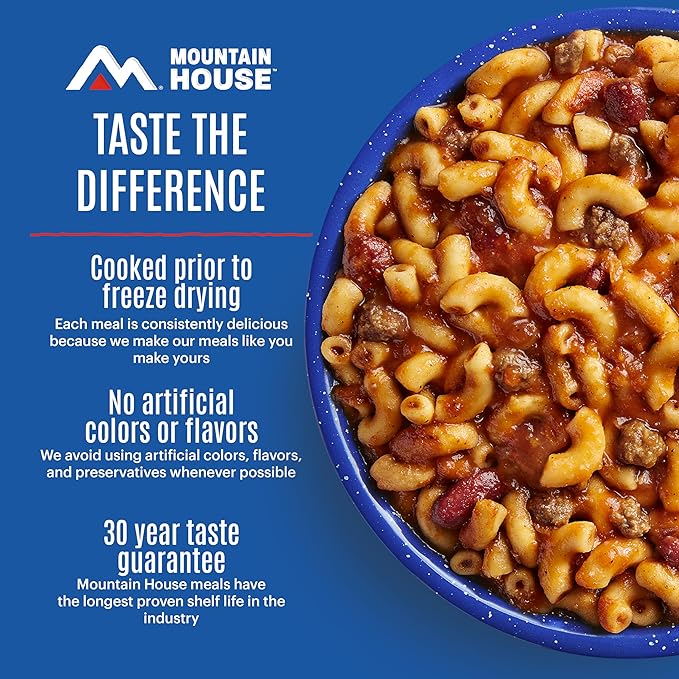 Mountain House Chili Mac with Beef & Freeze-Dried Food for Camping, 10 Servings, 30-Year Shelf-Life