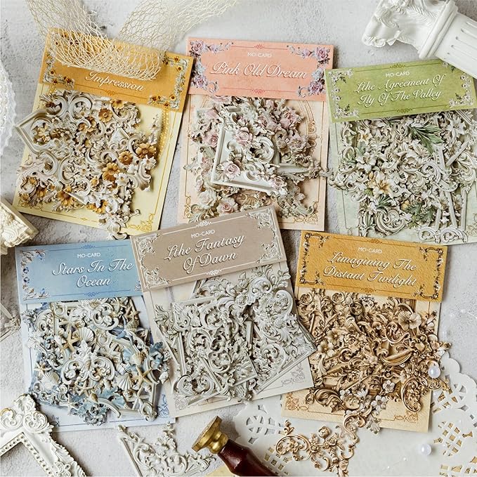 120Pcs Vintage Photo Frame Corners Decorative Paper, Embossed Cardstock Cutouts, Picture Border Frames for Scarpbooking Card Making Junk Journaling Collage Craft Embellishment Album Decor Non-Sticky