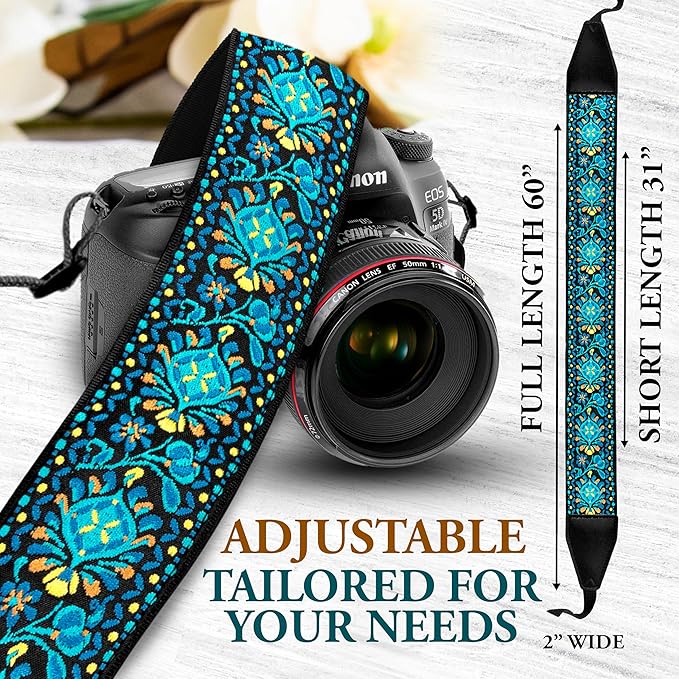 Art Tribute Camera Strap for All DSLR and Mirrorless Cameras. Add Your Name Or Initials Make It a Personalized Gift
