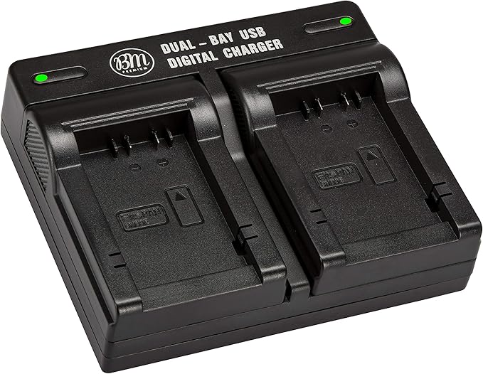 BM Premium DMW-BMB9 Dual Bay Battery Charger for Panasonic Lumix DC-FZ80, DC-FZ80D, DMC-FZ40K, DMC-FZ45K, DMC-FZ47K, DMC-FZ48K, DMC-FZ60, DMC-FZ70, DMC-FZ100, DMC-FZ150 Cameras (DE-A83BA Replacement)