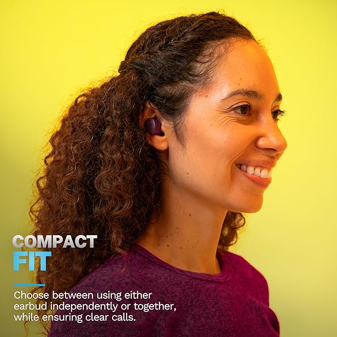 JLab Go Air Pop+ True Wireless Earbuds, in Ear Headphones, Bluetooth Earphones, 35H Playtime Ear Buds, Bluetooth Earbuds with Microphone, USB-C Charging Case, Dual Connect, EQ3 Sound, Violet