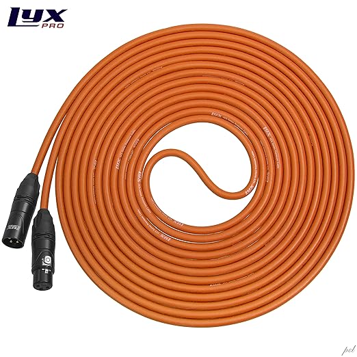 LyxPro 25 Feet XLR Microphone Cable Balanced Male to Female 3 Pin Mic Cord for Powered Speakers Audio Interface Professional Pro Audio Performance and Recording Devices - Orange