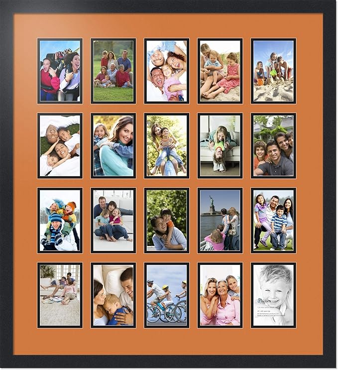 ArtToFrames Collage Photo Frame Double Mat with 20-4x6 Openings with Satin Black Frame and Octoberfest mat.