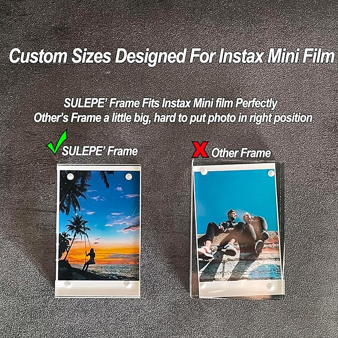 LAGIPA Polaroid Picture Frame, Instax Mini Frame, Desktop Acrylic 2x3 Wallet Size Small Photo Frame, Fits Perfectly 2.1”x3.4” Instax/Polaroid Go Instant Film (2 Pack)