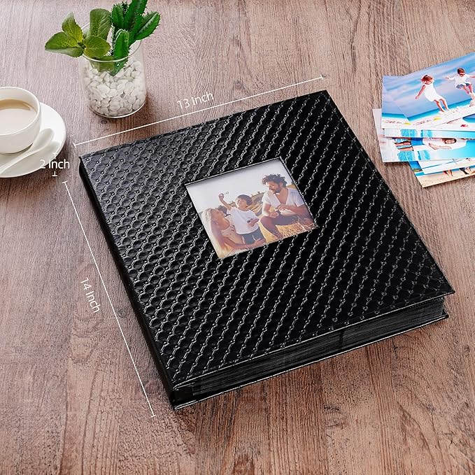 Mublalbum Leather Photo Album 4x6 600 Photos Large Capacity Picture Book with Horizontal and Vertical Pockets for Baby Wedding Anniversary and Family (Black)