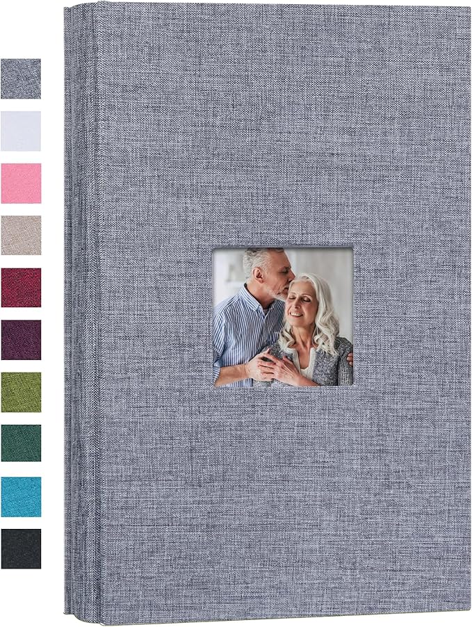 Mublalbum Small Photo Album 4x6 300 Photos Linen Cover Picture Book with Horizontal Pockets for Wedding Family Anniversary and Baby (Gray)