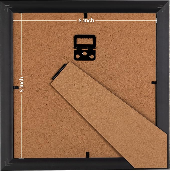 eletecpro 8x8 Picture Frames Set of 4, Vintage Frame with Glass Cover, 8 x 8 Gold Photo Frames Display 4x4 Photo with Mat or 8x8 without Mat for Tabletop or Wall Decor, Gold