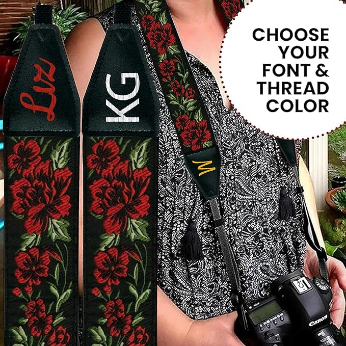 Art Tribute Camera Strap for All DSLR and Mirrorless Cameras. Add Your Name Or Initials Make It a Personalized Gift