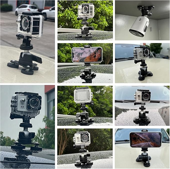 ULIBERMAGNET Magnetic Camera Mount, 80LB Heavy Duty Metal Car Adjustable Magnetic Mobile Camera Holder with Mini Ball Head,Strong Rubber Coated Magnet with 1/4’’-20 Male Thread Stud for GoPro