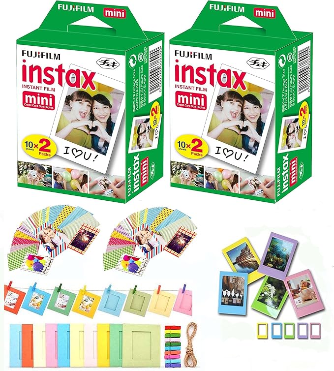 Fuji Instax Mini Instant Film 40 Shots with Bonus 20 Decorative Skin Stick-on Stickers for Fuji Instax Mini 8 and SP-1