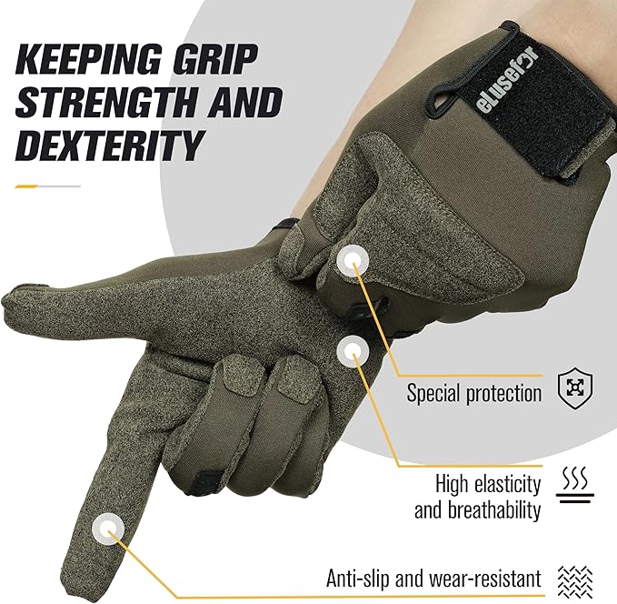 eLusefor Natural Tactile Shooting Glove: Seamless Wrap-Fingers Design, 360° Touchscreen Freedom, Customizable Badge