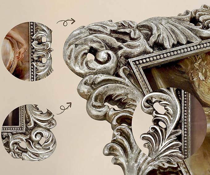 Silver Frames 5x7 Ornate Vintage Baroque Antique Picture Frame for Tabletop or Wall Display Wedding Photo with Glass Front