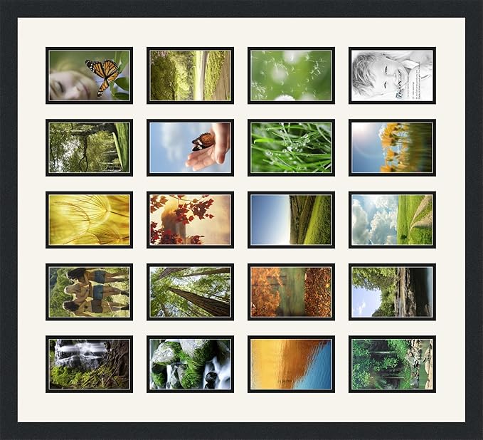 ArtToFrames Collage Photo Frame Double Mat with 20-4x6 Openings and Satin Black Frame