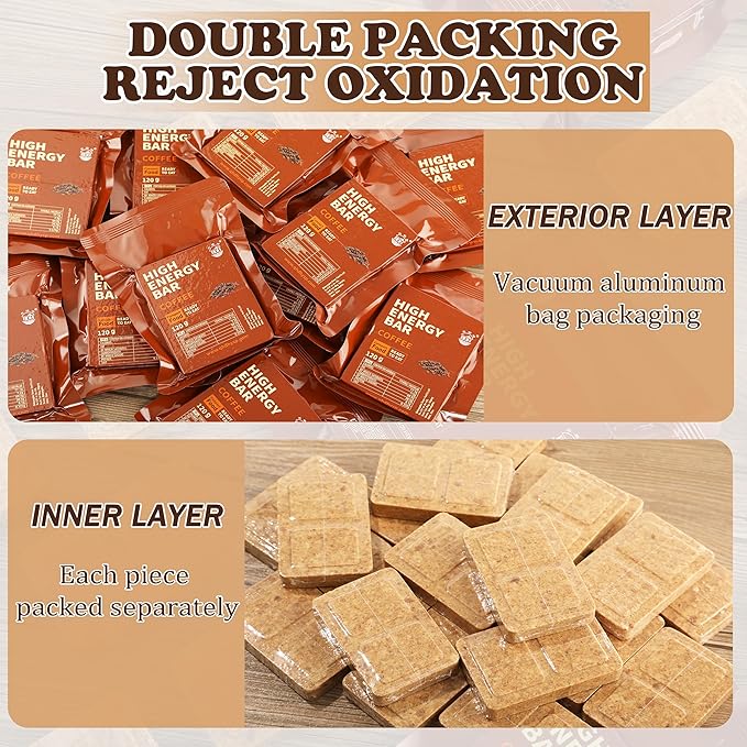Emergency Food Ration Bars -12 Count Coffee Flavor Compressed Biscuit Survival Tabs, Food Rations Supply for Outdoor Camping Hiking Snowstorm Earthquake Disaster, 20 years Shelf Life