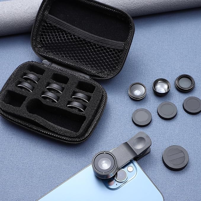 Beaupretty 11pcs Smartphone Camera Lens Kit with 198° Fisheye, 0.63x Wide Angle, Macro, 2X Telephoto, Cpl, Kaleidoscope, Star, Flow, Radial, and Soft Diffusion Lenses for Mobile Photography