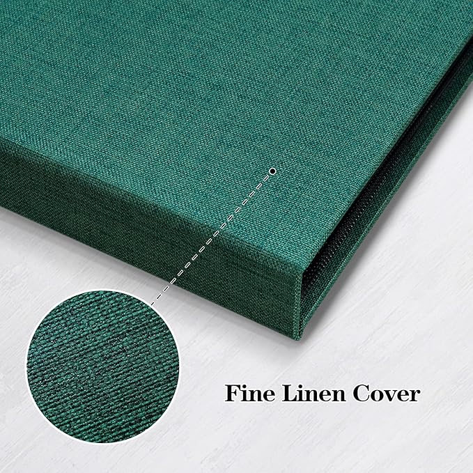 Mublalbum 2 Pack Small 4x6 Photo Album Linen Cover with Display Window Mini Picture Book Each Holds 52 Vertical Pockets for Artwork Postcards or Pictures Storage (Dark Green)