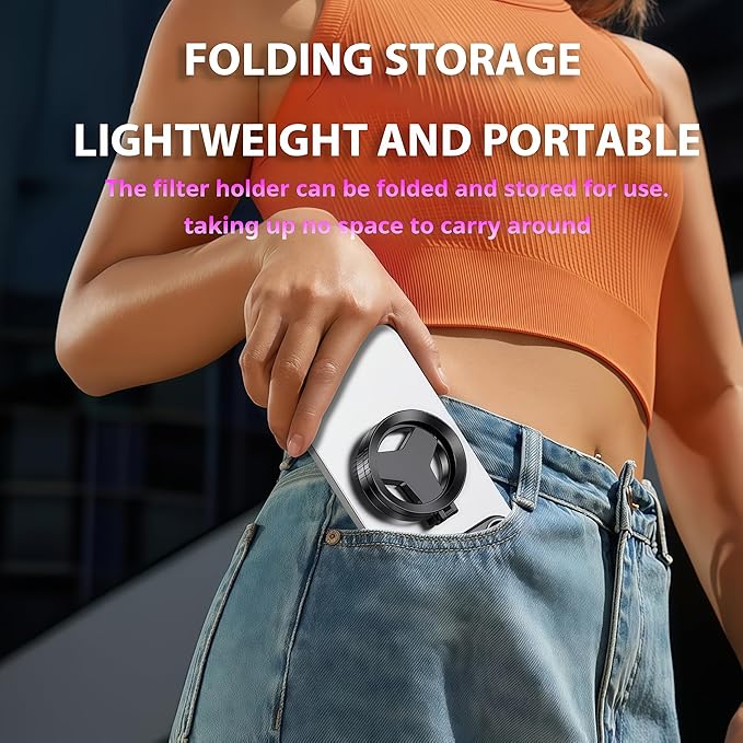 2026 New Anti-Glare Magnetic Phone Filter, 52mm Polarizing Lens Quick Mount for iPhone 16 15 14 13 12, Reduces Reflections & Enhances Colors for Glass & Product Photography (2 Pcs)