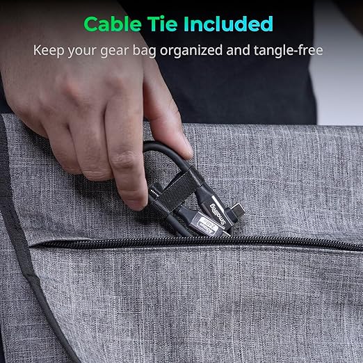 SMALLRIG USB4 40Gbps USB-C Cable, 240W Fast Charging & 8K@60Hz Video & 40Gbps Data Transfer, 35cm/13.8in Straight to Angled Connectors with Cable Tie, for MacBook for iPad Pro for iPhone - 5075