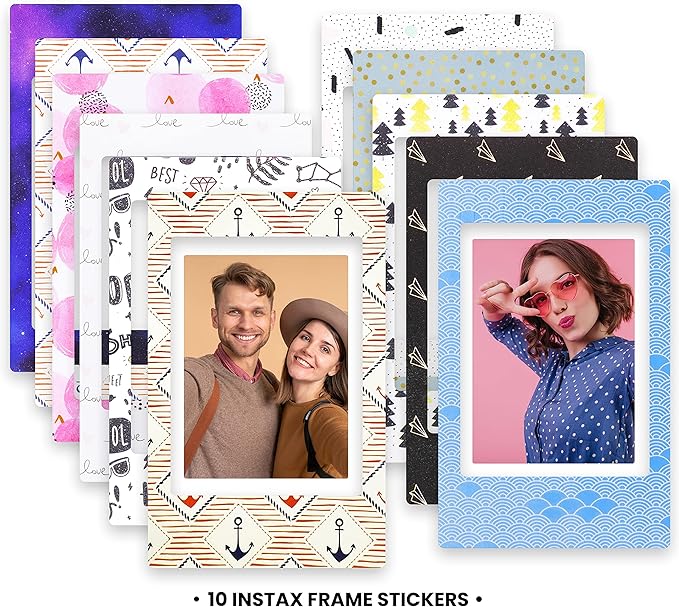 Fujifilm Instax Mini Film - Fuji Film Instant Film - Twin Pack (20 Sheets) - Bundled with Moshify 20 Colorful Sticker Frames