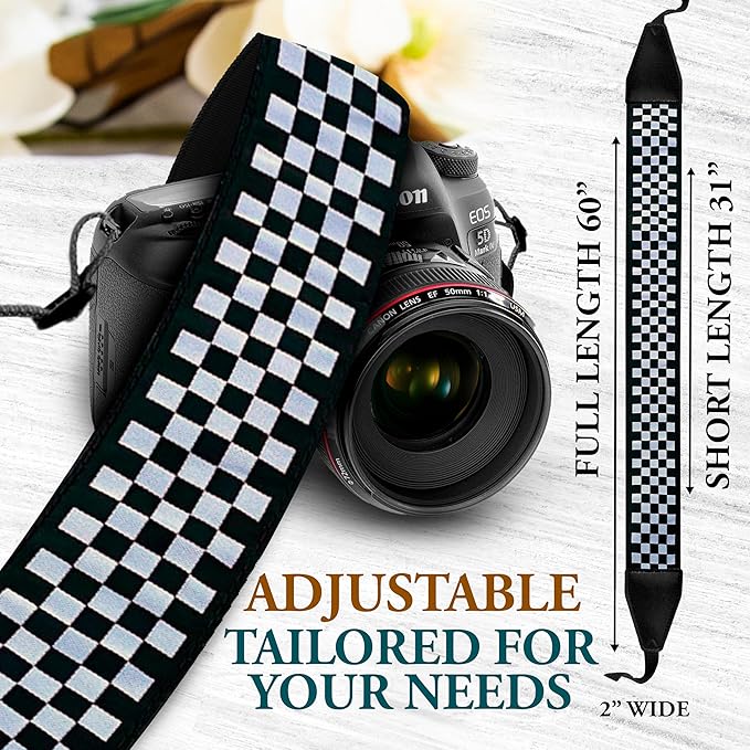 Art Tribute Camera Strap for All DSLR and Mirrorless Cameras. Add Your Name Or Initials Make It a Personalized Gift