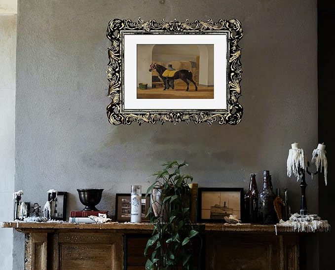Black 11x14 Picture Frame Ornate Gothic Vintage Antique for Wall Display, Baroque Frame Fits 8x10 Photos with Mat