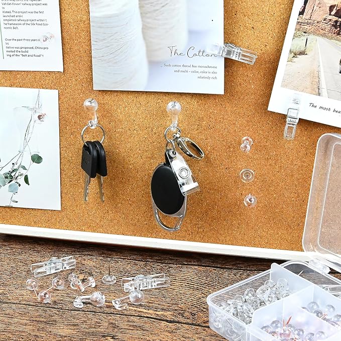 260 Pcs Push Pins Set 5 Styles Clear Thumb Tacks Map Pins Assorted Push Pins for Bulletin Board, Cork Board