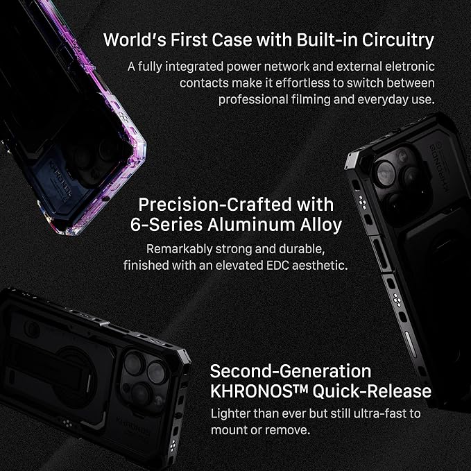 Tilta Khronos Compatible with iPhone 16 Pro Max Case (Space Gray, iPhone 16 Pro Max) | Mobile Filmmaking Accessories | Phone Camera Cage | Phone Video Rig | TK-IP16-PMFC-SG