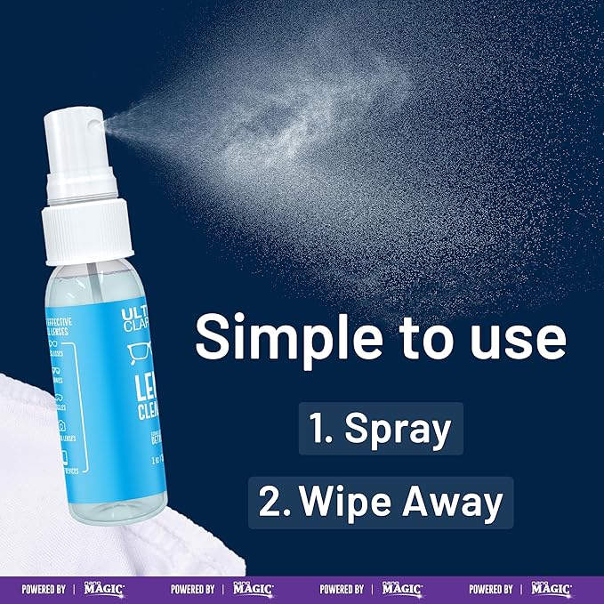 Powered by Nano Magic Eyeglass Lens Cleaning Spray 6 oz (3 Pack) | Professional Grade Formula, Silicone-Free | for Glasses, Phone, Electronic Screens, Optic Surfaces, Coated Surfaces - Made in USA