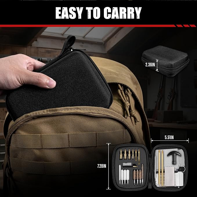 GLORYFIRE Gun Cleaning Kit Fits .22 .357/9mm .38 .40 .45 Cal Universal Handguns & Pistols Compact Carrying Case for Portability Multiple Styles with Brass or Plastic Jags & Tips for Shooting and Range