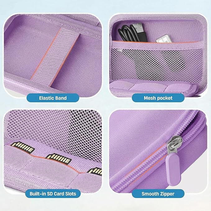 Roseliya Digital Camera Case Compatible with VAHOIALD FHD 1080P/ for CAMKORY Digital Point and Shoot/for KODAK PIXPRO FZ45-BK 16MP Vlogging/for IWEUKJLO/for Nsoela, Holder for SD Card More (Purple)