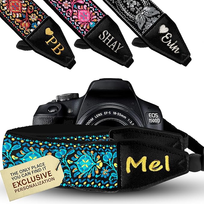 Art Tribute Camera Strap for All DSLR and Mirrorless Cameras. Add Your Name Or Initials Make It a Personalized Gift
