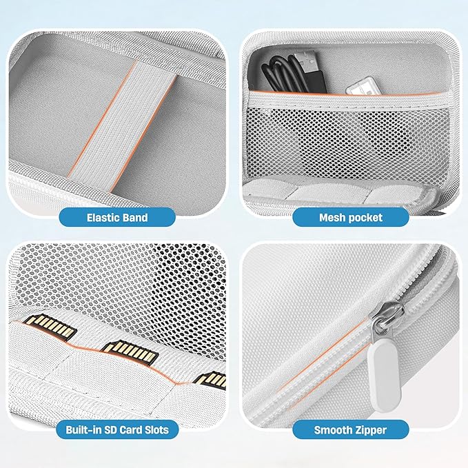 Roseliya Digital Camera Case Compatible with CAMKORY Digital Point and Shoot/for KODAK PIXPRO FZ45/55 16MP Vlogging/for VAHOIALD FHD 1080P/for IWEUKJLO/for Nsoela, Holder for SD Card More (White)