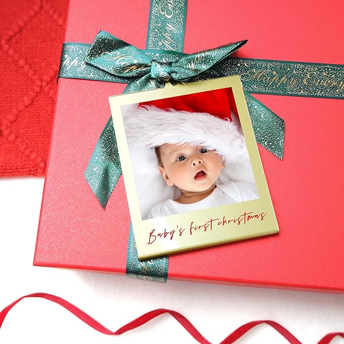 6 PCS Polaroid Film Photo Frame Ornaments 3.5 * 4.25inch Polaroid Picture Frame Display With Writing Space,Double-Sided instax mini Frame For Christmas Tree Decor, Hanging Mini Photo Frame Ornaments For Kids (Gold)