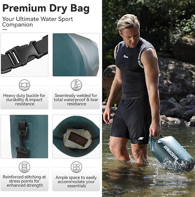 MARCHWAY Floating Waterproof Dry Bag Backpack 5L/10L/20L/30L/40L, Roll Top Sack Keeps Gear Dry for Kayaking, Rafting, Boating, Swimming, Camping, Hiking, Beach, Fishing