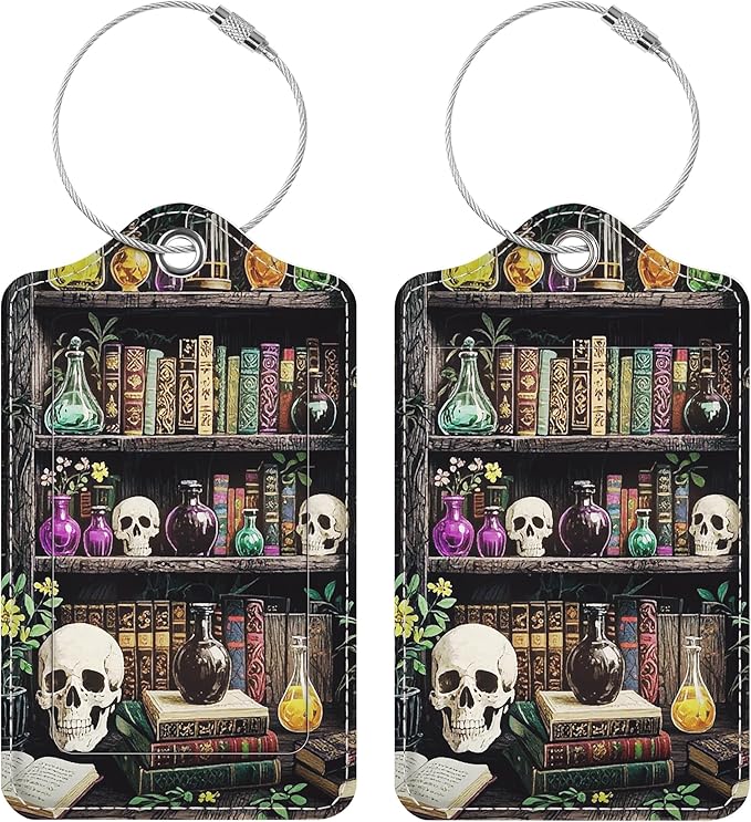 Luggage Tags for Suitcases, 2 Pack Cute PU Leather Luggage Tag TSA Approved with Stainless Steel Loop and Address Card Baggage Tag for Travel&Hotel Stays&Cruise Ships&Shipping and Mailing