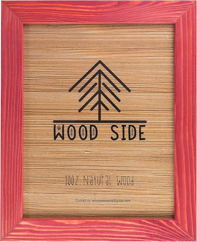 Rustic Wooden Picture Frame 4x6 Inch - Set of 2-100% Natural Eco Barn Wood with Real Glass - Made for Wall Hanging and Tabletop Display - Red