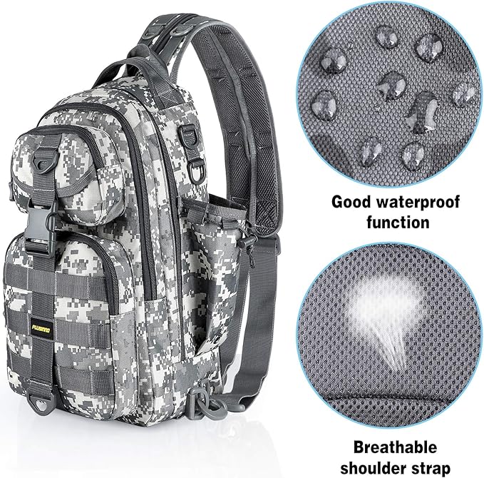 PLUSINNO Fishing Backpack Tackle Bag, Water-Resistant Backpack with Rod Holder, Ideal Shoulder Bag Gifts for Men