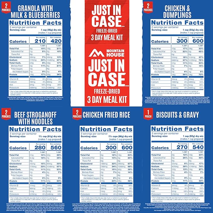 Mountain House Emergency Meal Assortment Kits, Freeze-Dried Survival Food Kit for Disaster Preparedness & Long-Term Storage, 30-Year Shelf Life