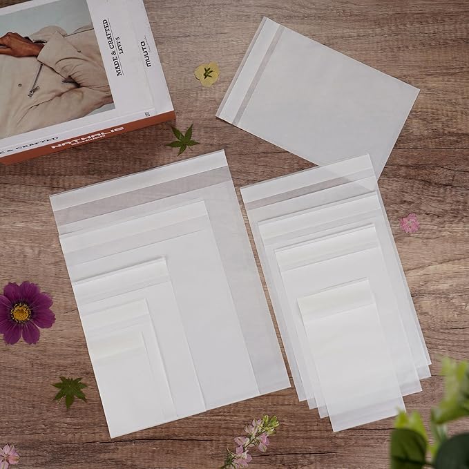 Quotidian White Flat Self-Seal Glassine Paper Bags Envelope 5.5" x 7.75" (14 x 19.7cm) Pack of 100 - Confetti Invitations Samples Small Soap Photos