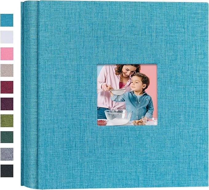 Mublalbum Small Photo Album 4x6 200 Photos Linen Cover Picture Book with Horizontal Pockets for Wedding Family Anniversary and Baby (Blue)