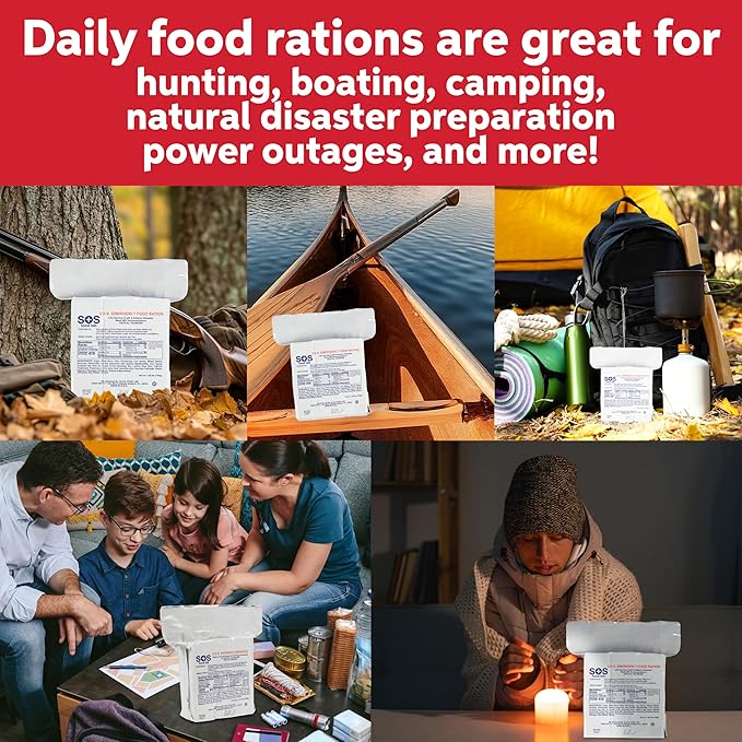 SOS Food Labs Rations Emergency 3600 Calorie Food Bar - 3 Day / 72 Hour Package with 5 Year Shelf Life- 3 Packs