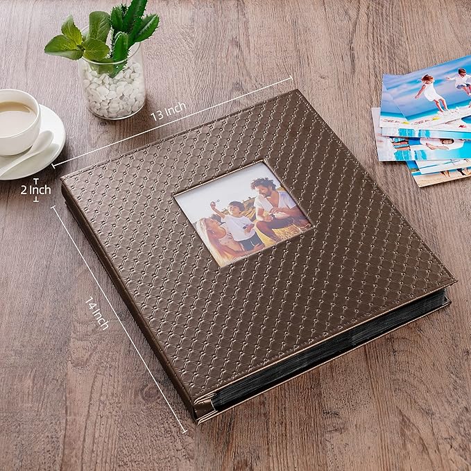 Mublalbum Leather Photo Album 4x6 600 Photos Large Capacity Picture Book with Horizontal and Vertical Pockets for Baby Wedding Anniversary and Family (Brown)