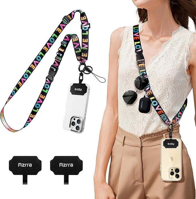 Azrra Adjustable Crossbody Phone Lanyard: Universal Crossbody Phone Strap Adjustable Cell Phone Lanyard for iPhone Samsung